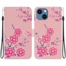For iPhone 13 mini Crystal Texture Colored Drawing Leather Phone Case(Cherry Blossoms) - 1