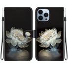 For iPhone 13 Pro Crystal Texture Colored Drawing Leather Phone Case(Crystal Peony) - 1