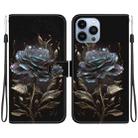 For iPhone 13 Pro Crystal Texture Colored Drawing Leather Phone Case(Black Rose) - 1