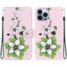 For iPhone 13 Pro Crystal Texture Colored Drawing Leather Phone Case(Lily) - 1