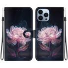For iPhone 13 Pro Max Crystal Texture Colored Drawing Leather Phone Case(Purple Peony) - 1