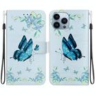 For iPhone 13 Pro Max Crystal Texture Colored Drawing Leather Phone Case(Blue Pansies) - 1