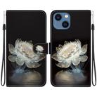 For iPhone 14 Plus Crystal Texture Colored Drawing Leather Phone Case(Crystal Peony) - 1