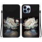 For iPhone 14 Pro Max Crystal Texture Colored Drawing Leather Phone Case(Crystal Peony) - 1