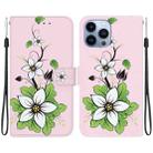 For iPhone 14 Pro Crystal Texture Colored Drawing Leather Phone Case(Lily) - 1