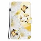 For iPhone 15 Pro Crystal Texture Colored Drawing Leather Phone Case(Gold Butterfly Epiphyllum) - 2