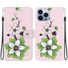 For iPhone 15 Pro Crystal Texture Colored Drawing Leather Phone Case(Lily) - 1