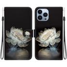 For iPhone 15 Pro Max Crystal Texture Colored Drawing Leather Phone Case(Crystal Peony) - 1