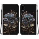 For iPhone XS / X Crystal Texture Colored Drawing Leather Phone Case(Black Rose) - 1