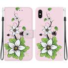 For iPhone XS / X Crystal Texture Colored Drawing Leather Phone Case(Lily) - 1