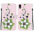 For iPhone XR Crystal Texture Colored Drawing Leather Phone Case(Lily) - 1