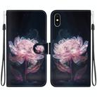 For iPhone XS Max Crystal Texture Colored Drawing Leather Phone Case(Purple Peony) - 1