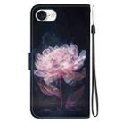 For iPhone SE 2024 Crystal Texture Colored Drawing Leather Phone Case(Purple Peony) - 3