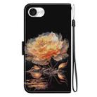 For iPhone SE 2024 Crystal Texture Colored Drawing Leather Phone Case(Gold Peony) - 3