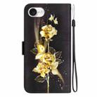 For iPhone SE 2024 Crystal Texture Colored Drawing Leather Phone Case(Gold Butterfly Rose) - 3