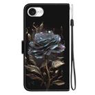 For iPhone SE 2024 Crystal Texture Colored Drawing Leather Phone Case(Black Rose) - 3