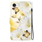 For iPhone SE 2024 Crystal Texture Colored Drawing Leather Phone Case(Gold Butterfly Epiphyllum) - 3
