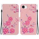 For iPhone SE 2024 Crystal Texture Colored Drawing Leather Phone Case(Cherry Blossoms) - 1