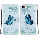 For iPhone SE 2024 Crystal Texture Colored Drawing Leather Phone Case(Blue Pansies) - 1