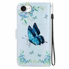 For iPhone SE 2024 Crystal Texture Colored Drawing Leather Phone Case(Blue Pansies) - 3