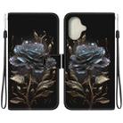 For iPhone 16 Crystal Texture Colored Drawing Leather Phone Case(Black Rose) - 1