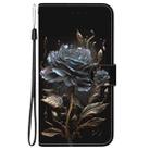 For iPhone 16 Crystal Texture Colored Drawing Leather Phone Case(Black Rose) - 3