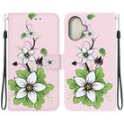 For iPhone 16 Crystal Texture Colored Drawing Leather Phone Case(Lily) - 1