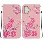 For iPhone 16 Crystal Texture Colored Drawing Leather Phone Case(Cherry Blossoms) - 1