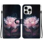 For iPhone 16 Pro Crystal Texture Colored Drawing Leather Phone Case(Purple Peony) - 1