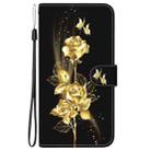 For iPhone 16 Pro Crystal Texture Colored Drawing Leather Phone Case(Gold Butterfly Rose) - 3