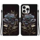 For iPhone 16 Pro Crystal Texture Colored Drawing Leather Phone Case(Black Rose) - 1