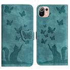 For Xiaomi Mi 11 Lite Butterfly Cat Embossing Flip Leather Phone Case(Wathet) - 1