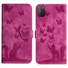 For Xiaomi Poco M3/Redmi Note 9 4G Butterfly Cat Embossing Flip Leather Phone Case(Pink) - 1