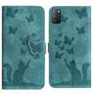 For Xiaomi Poco M3/Redmi Note 9 4G Butterfly Cat Embossing Flip Leather Phone Case(Wathet) - 1