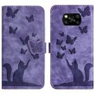 For Xiaomi Poco X3 / X3 NFC / X3 Pro Butterfly Cat Embossing Flip Leather Phone Case(Purple) - 1