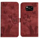 For Xiaomi Poco X3 / X3 NFC / X3 Pro Butterfly Cat Embossing Flip Leather Phone Case(Red) - 1