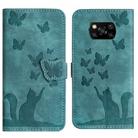 For Xiaomi Poco X3 / X3 NFC / X3 Pro Butterfly Cat Embossing Flip Leather Phone Case(Wathet) - 1