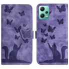 For Xiaomi Poco X5 / Redmi Note 12 5G Butterfly Cat Embossing Flip Leather Phone Case(Purple) - 1