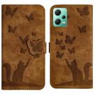 For Xiaomi Poco X5 / Redmi Note 12 5G Butterfly Cat Embossing Flip Leather Phone Case(Brown) - 1