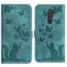 For Xiaomi Redmi 9 Butterfly Cat Embossing Flip Leather Phone Case(Wathet) - 1