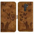 For Xiaomi Redmi 9 Butterfly Cat Embossing Flip Leather Phone Case(Brown) - 1