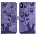 For Xiaomi Redmi 9A Butterfly Cat Embossing Flip Leather Phone Case(Purple) - 1