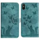 For Xiaomi Redmi 9A Butterfly Cat Embossing Flip Leather Phone Case(Wathet) - 1