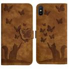 For Xiaomi Redmi 9A Butterfly Cat Embossing Flip Leather Phone Case(Brown) - 1