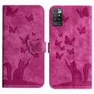 For Xiaomi Redmi 10 Butterfly Cat Embossing Flip Leather Phone Case(Pink) - 1