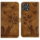 For Xiaomi Redmi 12 4G Butterfly Cat Embossing Flip Leather Phone Case(Brown) - 1