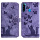For Xiaomi Redmi Note 8 Butterfly Cat Embossing Flip Leather Phone Case(Purple) - 1