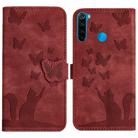 For Xiaomi Redmi Note 8 Butterfly Cat Embossing Flip Leather Phone Case(Red) - 1
