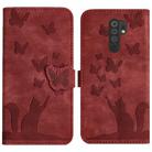 For Xiaomi Redmi Note 8 Pro Butterfly Cat Embossing Flip Leather Phone Case(Red) - 1