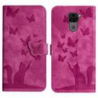 For Xiaomi Redmi Note 9 Butterfly Cat Embossing Flip Leather Phone Case(Pink) - 1